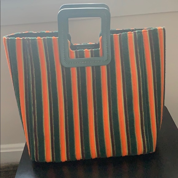 STAUD Handbags - Terry cantaloupe striped Shirley clutch by Staud